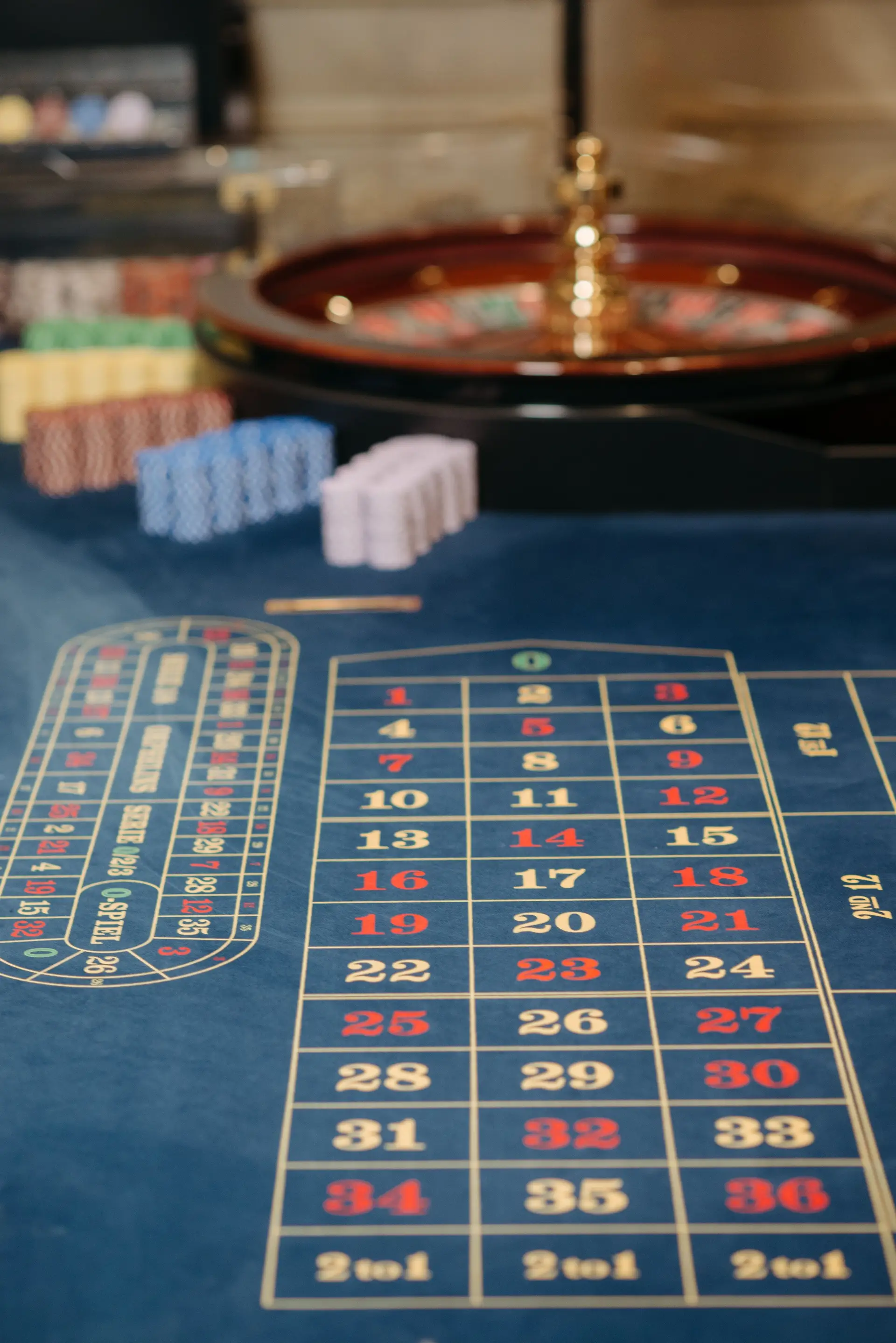 Premium casino chips and table details