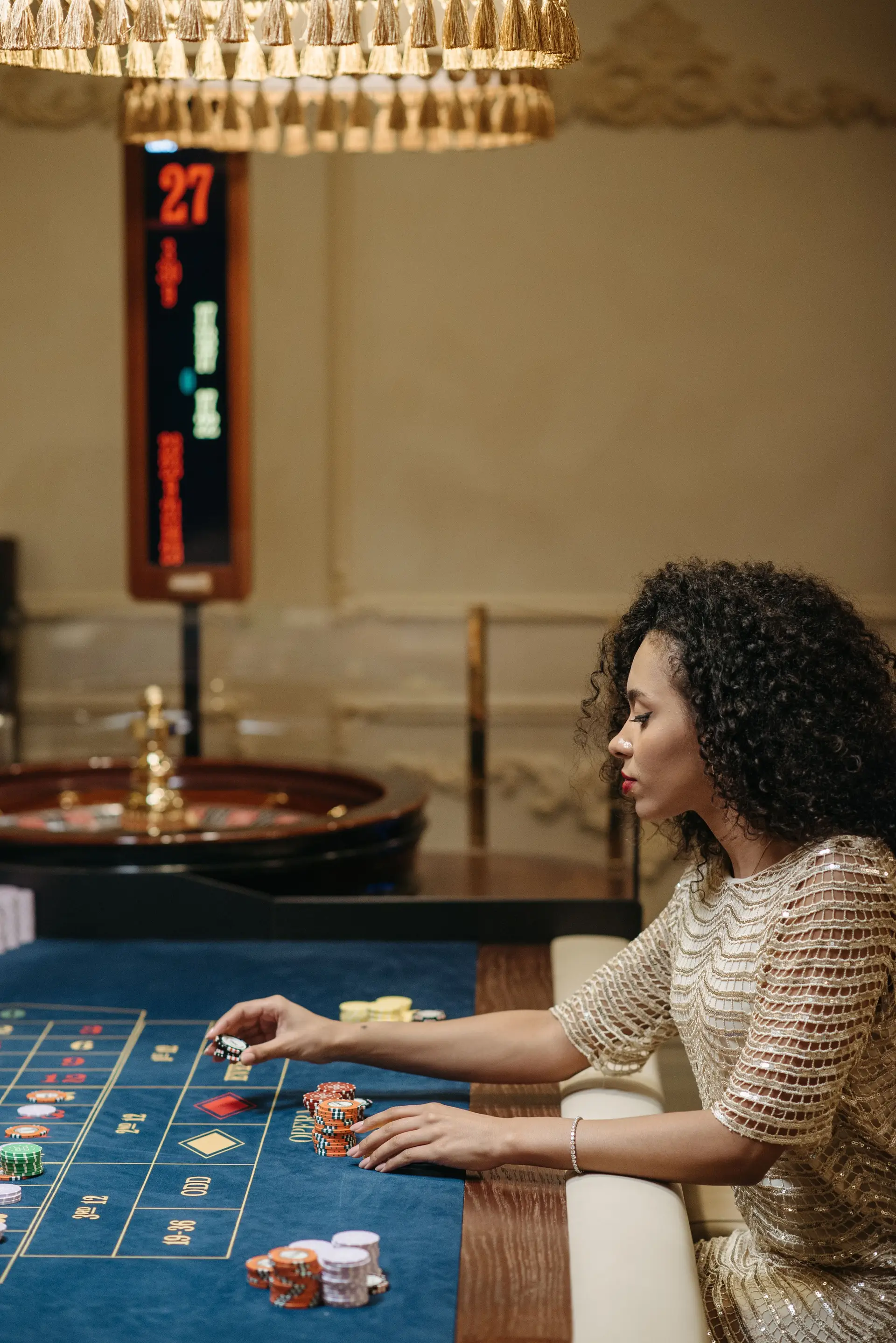 Elegant guest at the casino floor